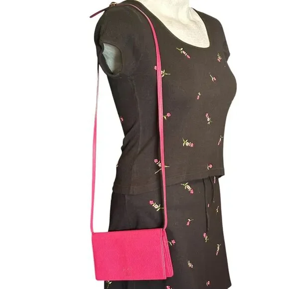 Authentic GUCCI Swing Wallet Continental Crossbody Pink Pebbled Leather Dust Bag - Picture 2 of 15